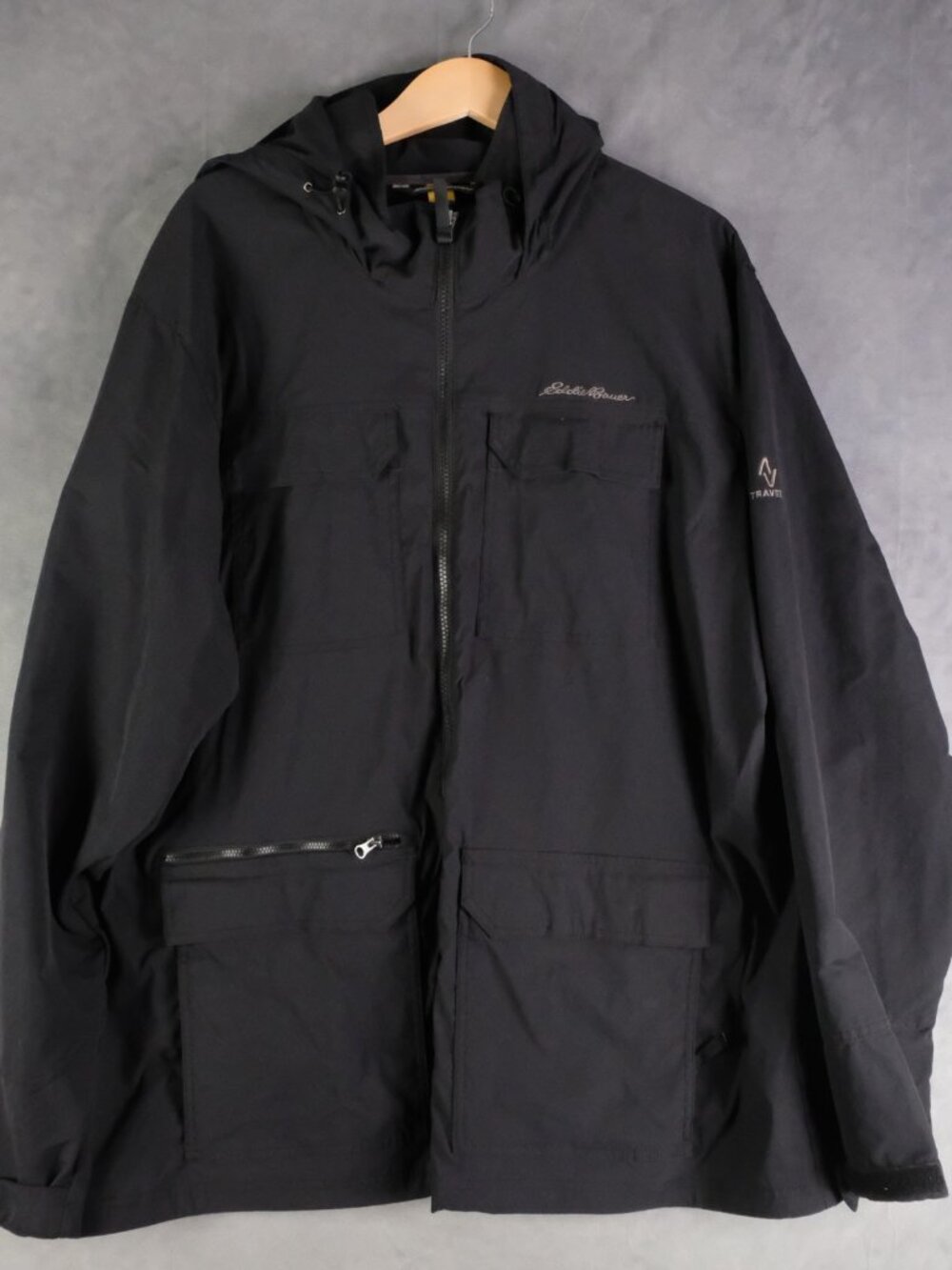 Eddie Bauer Jacket Mens 2Xl Xxl Black Travex Full Zip Lightweight Nylon Army